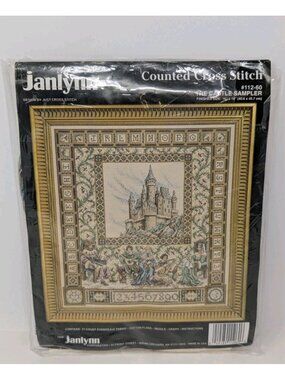 Janlynn Castle Sampler Kit Counted Cross Stitch Medival Fantasy Evenweave 1992